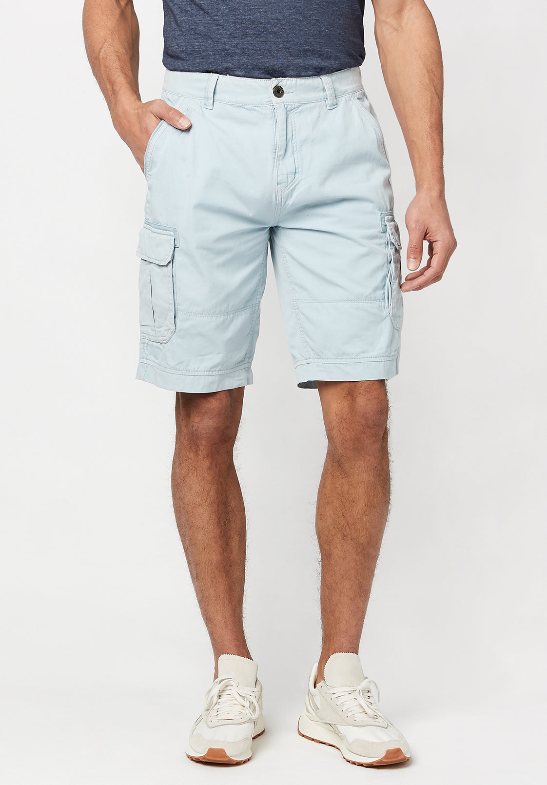 Hivibe Men's Stone Wash Shorts, Sky Blue - BM23590