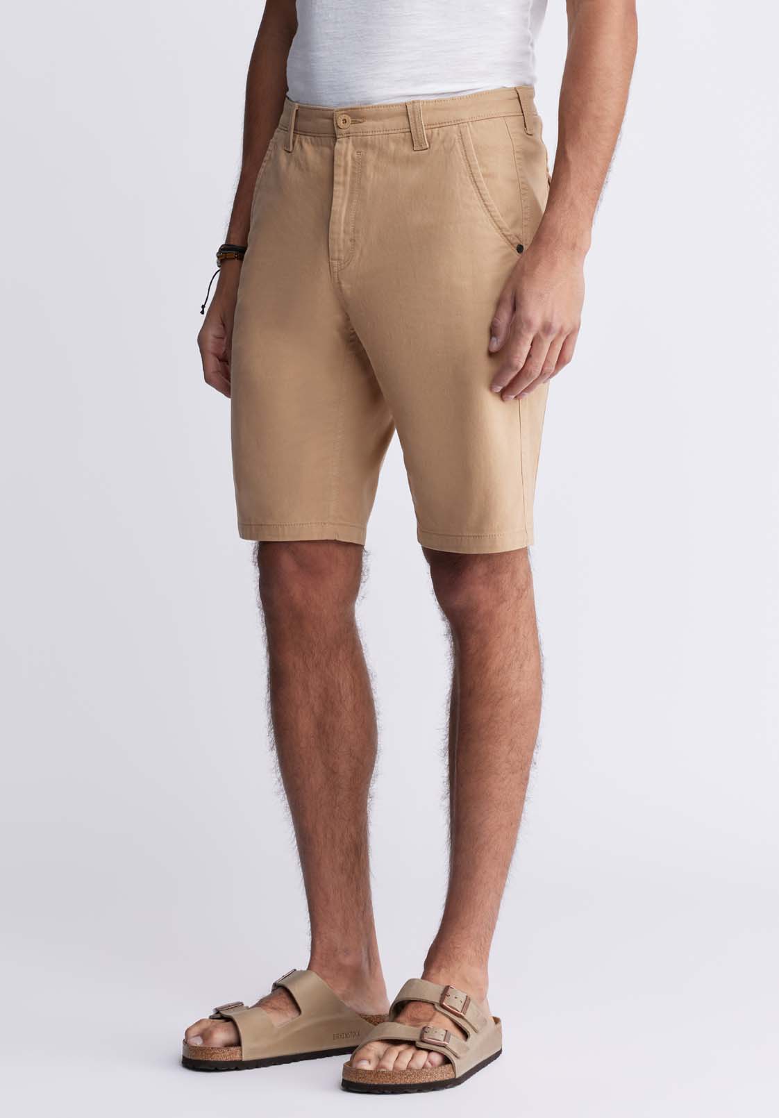 Hadrian Men's Flat Front Shorts, Tan - BM24266