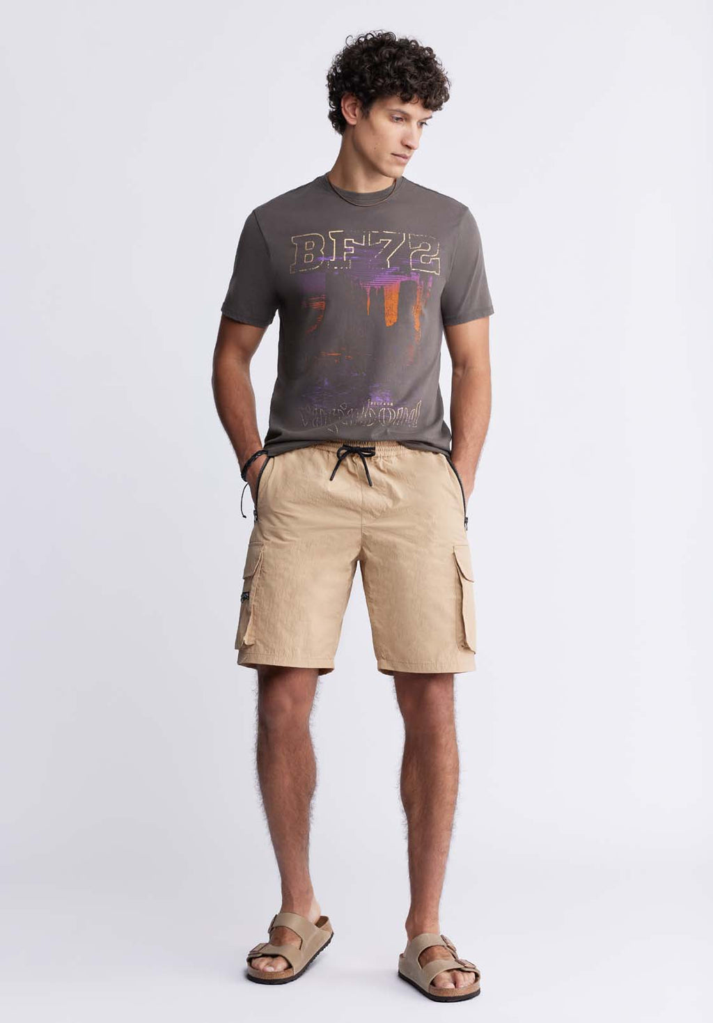 Hult Men’s Drawstring Cargo Shorts, Tan - BM24342