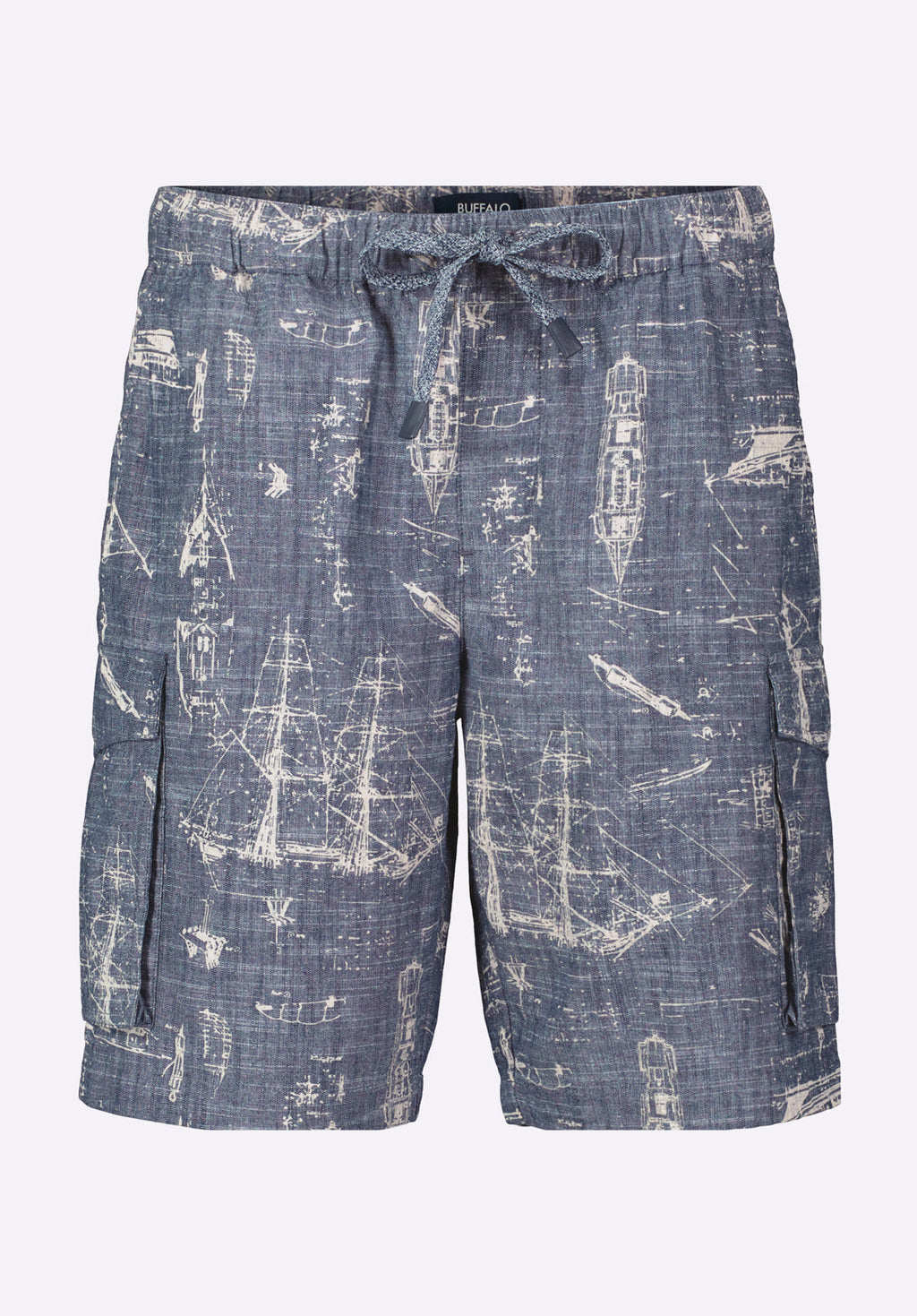 Halten Men's Relaxed Fit Printed Cargo Shorts, Whale - BM24558