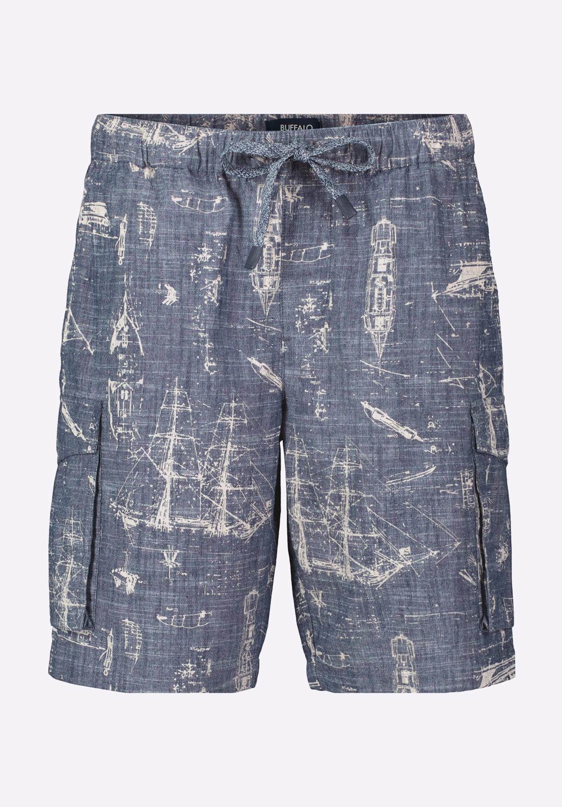 Halten Men's Relaxed Fit Printed Cargo Shorts, Whale - BM24558