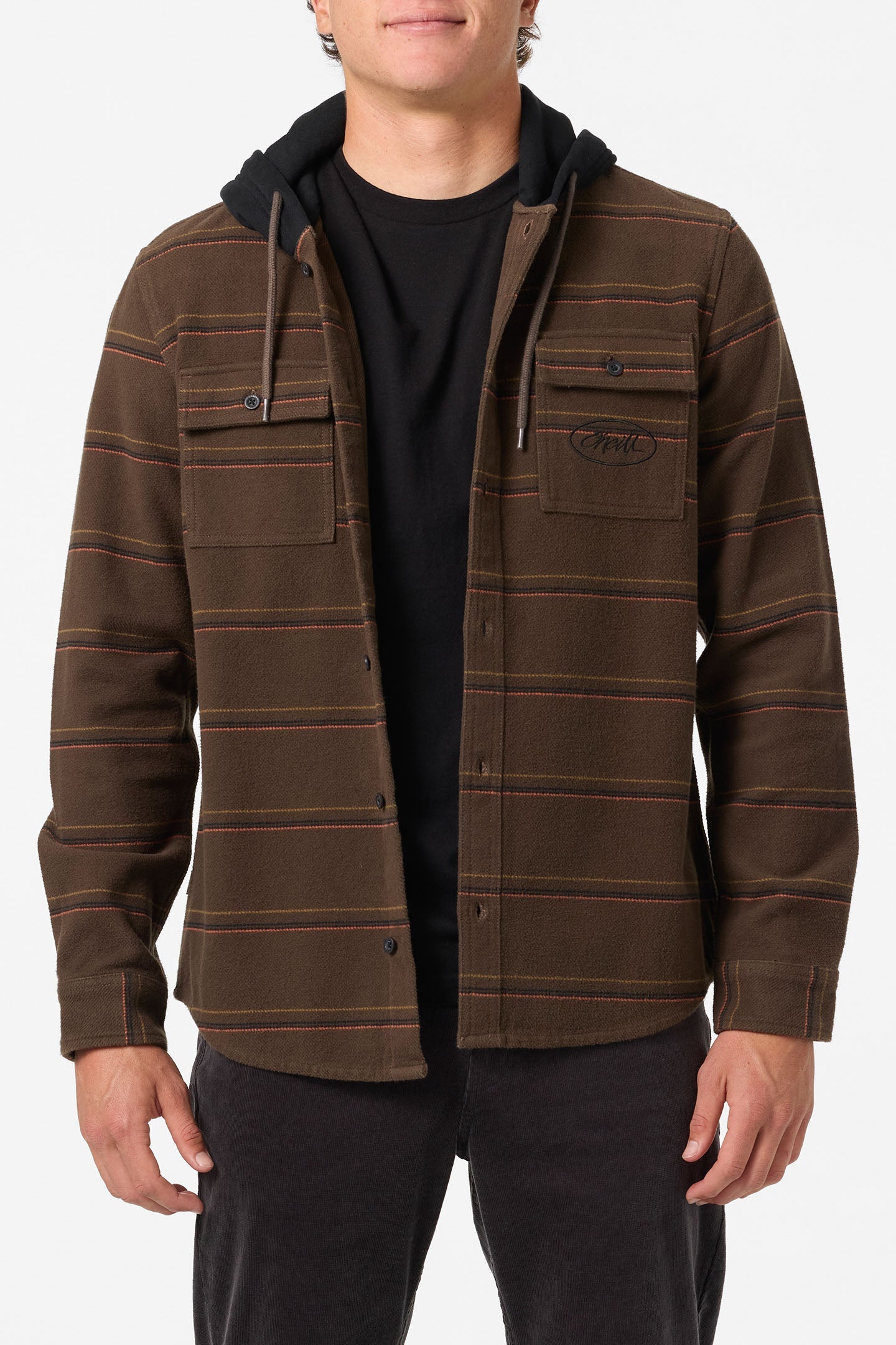O'Neill Archer Hooded Flannel L/S Shirt-Turkish Coffee