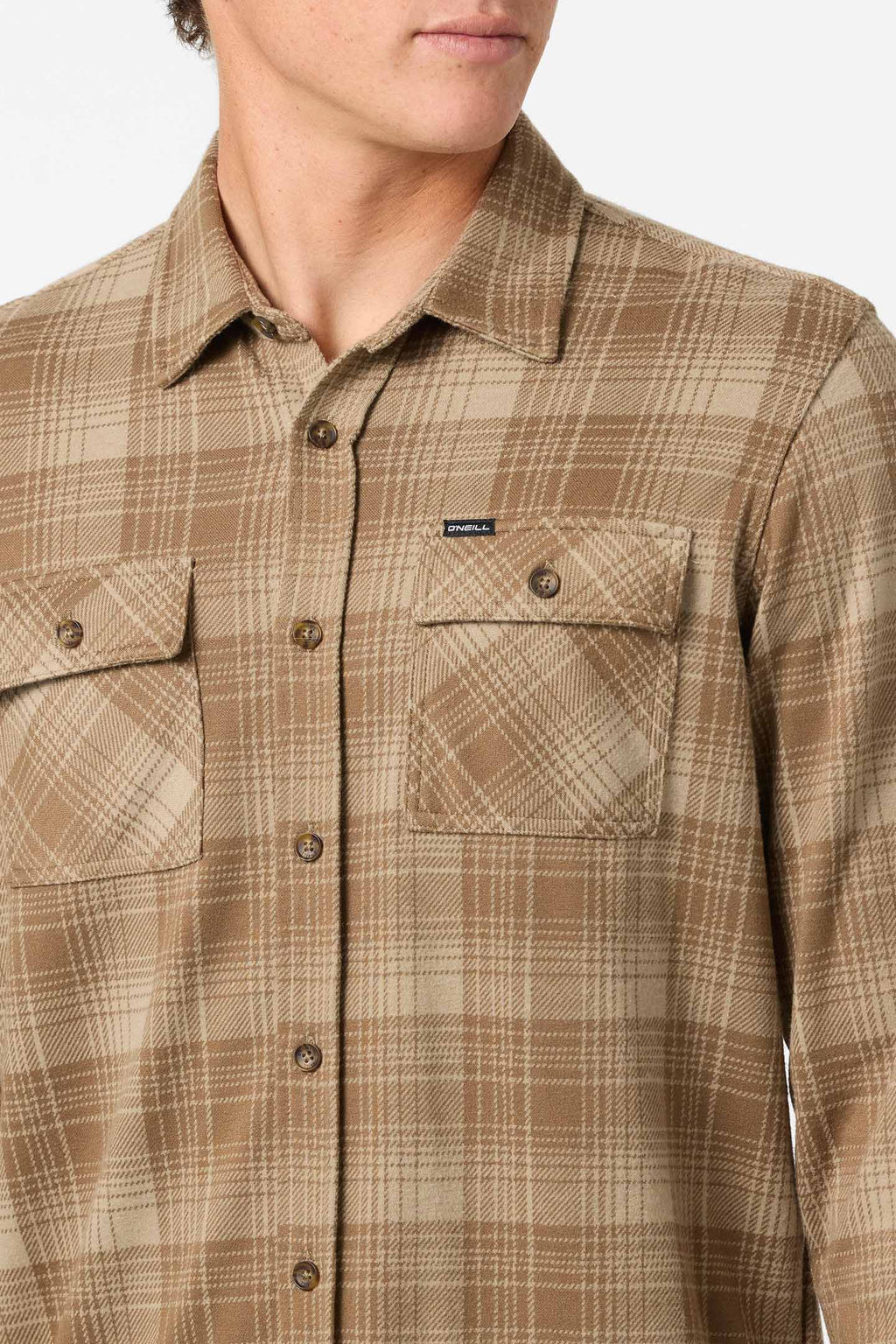 O'Neill Sutton Knit Plaid L/S Shirt-Dark Khaki
