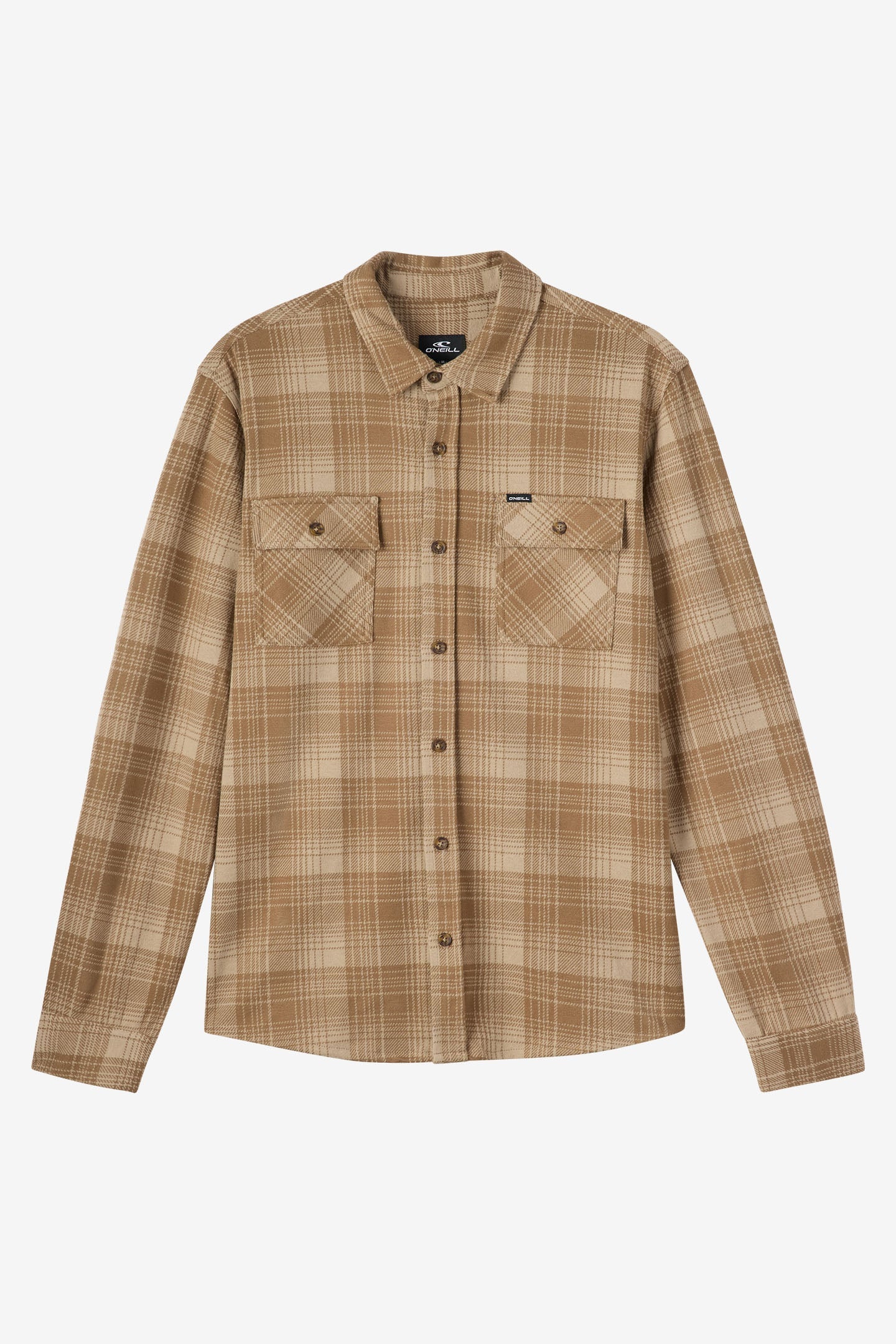 O'Neill Sutton Knit Plaid L/S Shirt-Dark Khaki