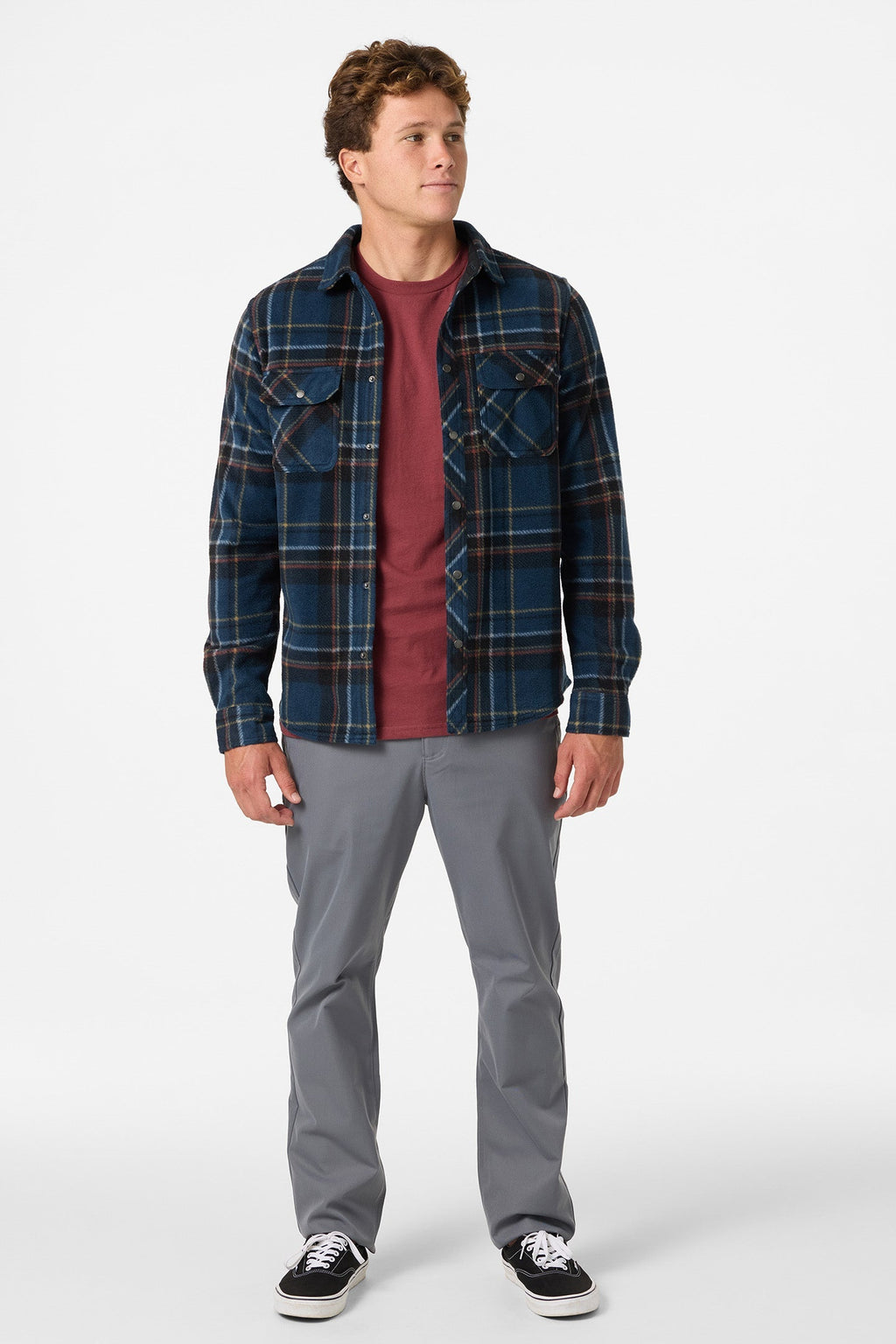 O'Neill Glacier Plaid Superfleece L/S Shirt-Midnight Navy