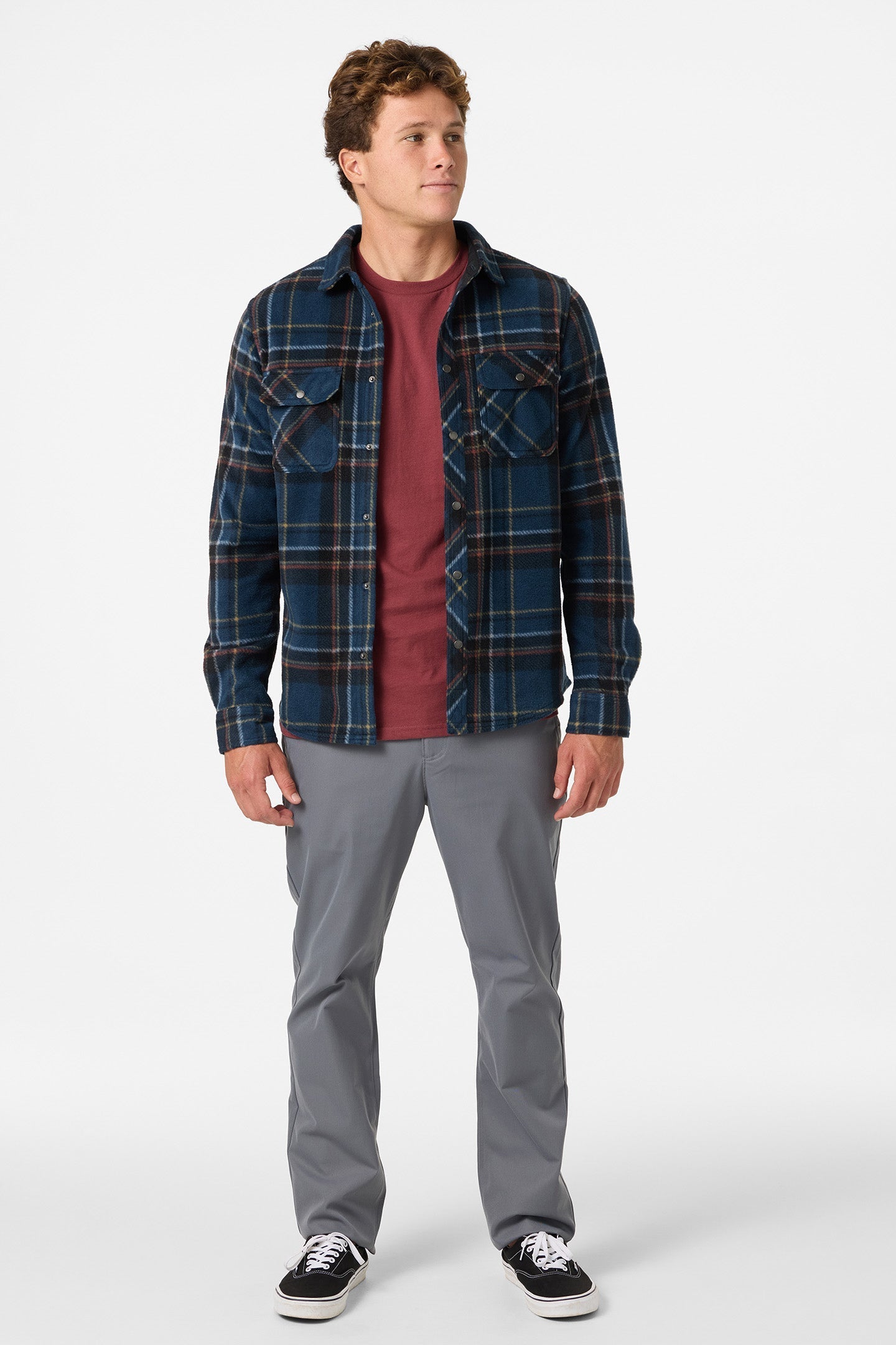 O'Neill Glacier Plaid Superfleece L/S Shirt-Midnight Navy