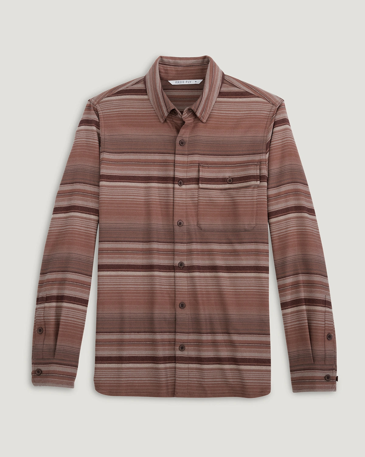 Free Fly Seawool Flannel L/S Shirt-Nutmeg Stripe