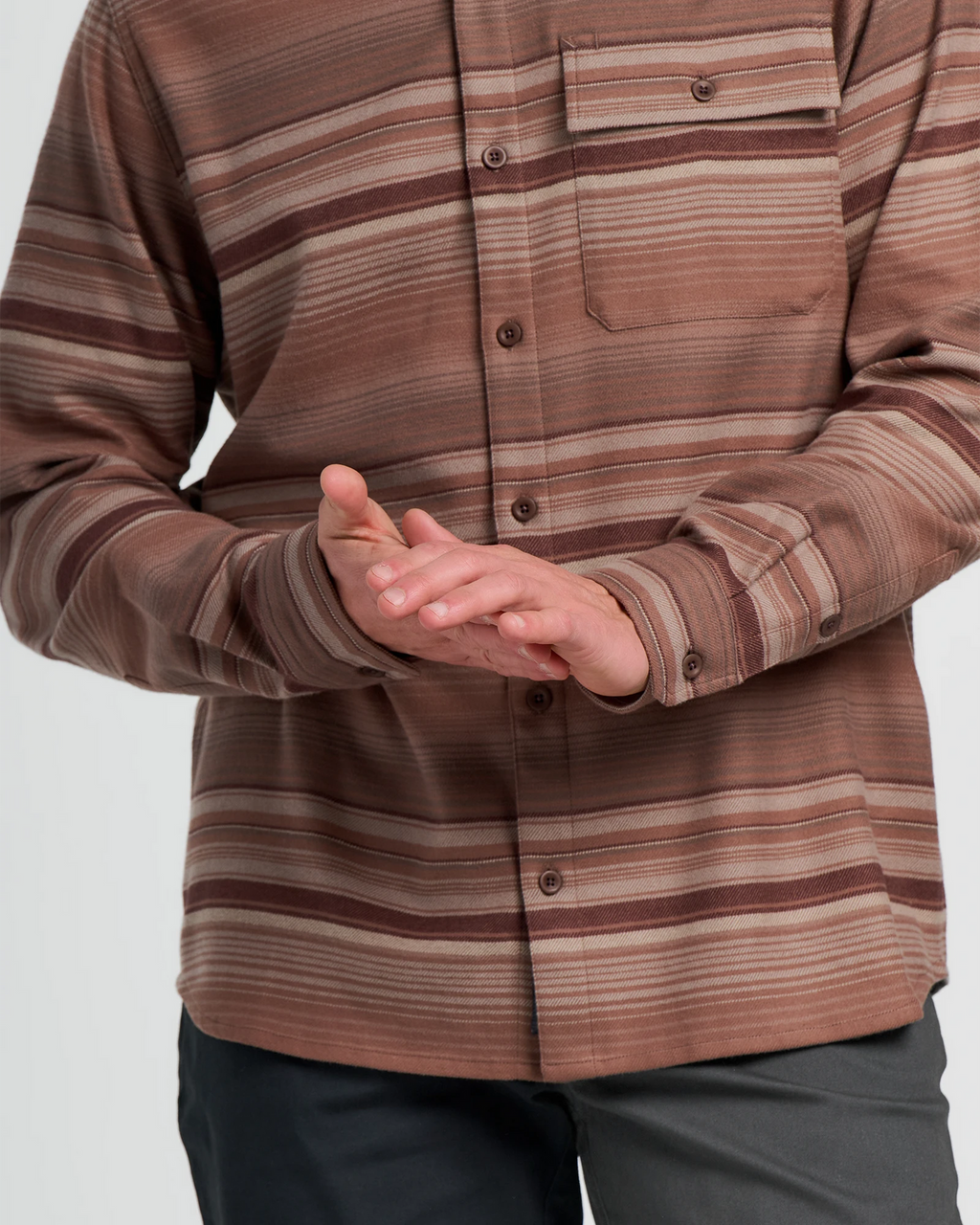 Free Fly Seawool Flannel L/S Shirt-Nutmeg Stripe