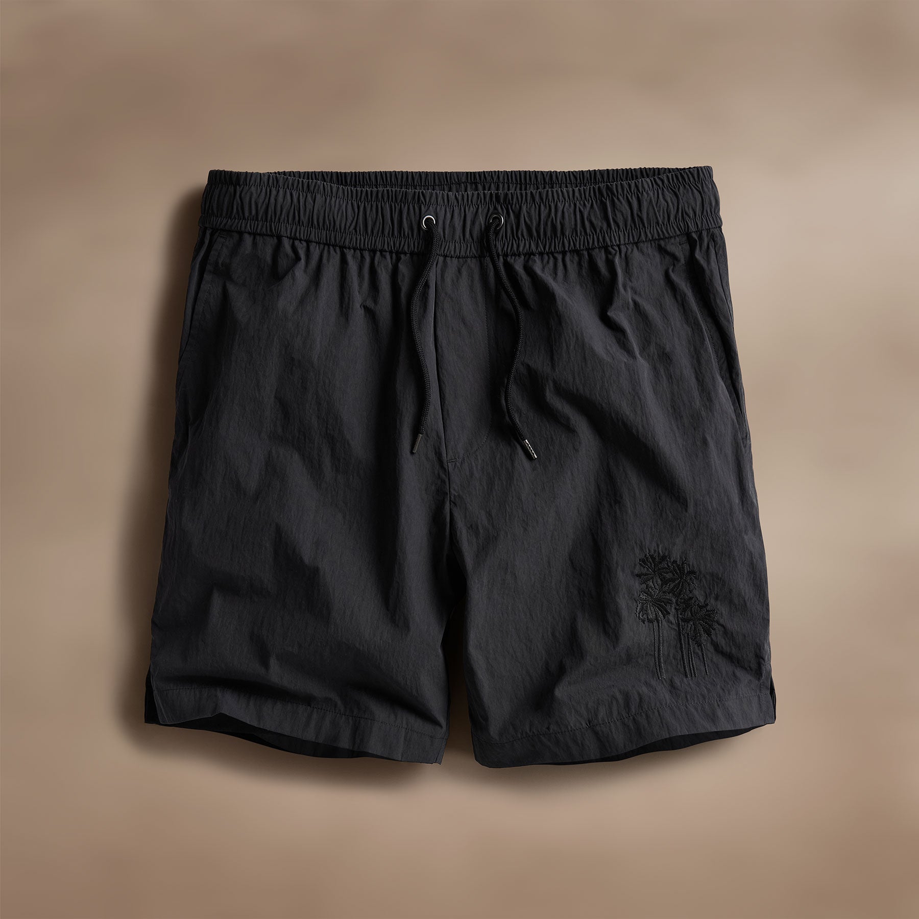 Palm Embriodered Boardshort - Black