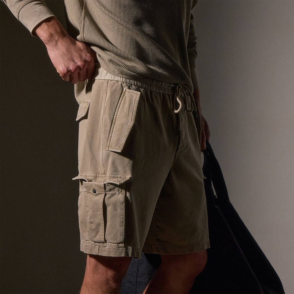 Woven Cotton Terry Cargo Short - Overcast Pigment
