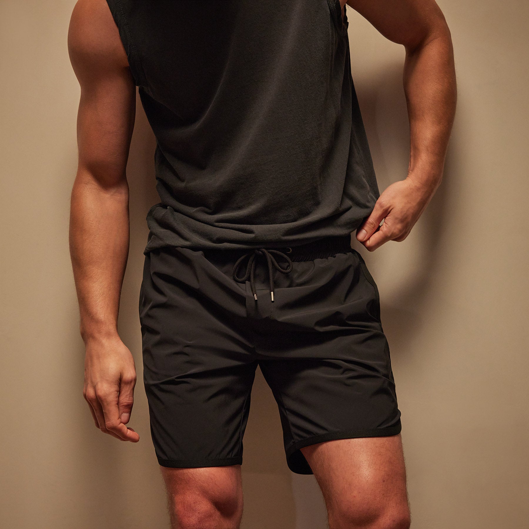 Curved Hem Boardshort - Black/Black