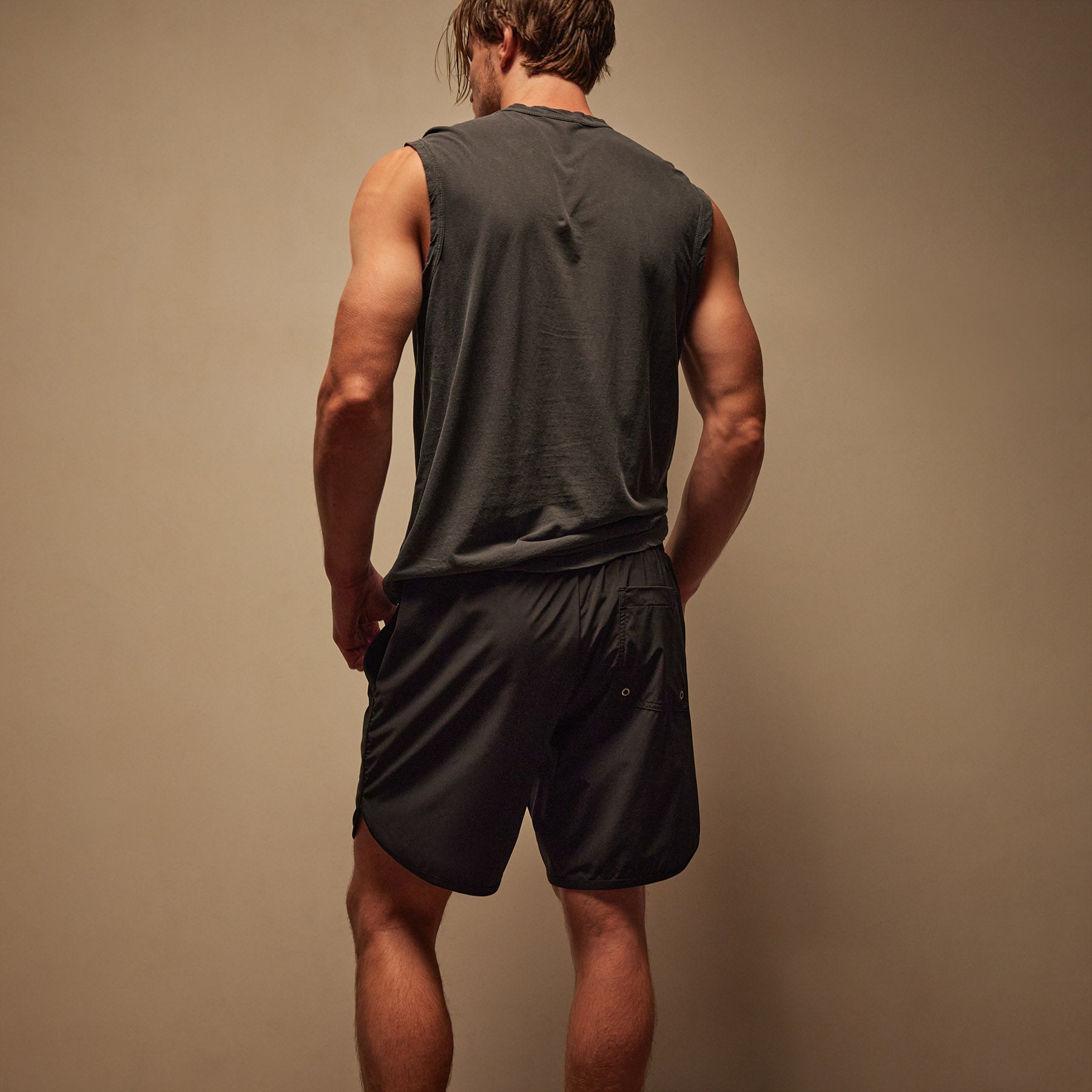 Curved Hem Boardshort - Black/Black