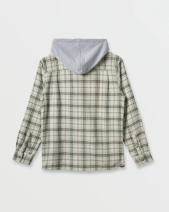 Quiksilver Sandbar Hooded Flannel L/S Shirt-Silver Birch