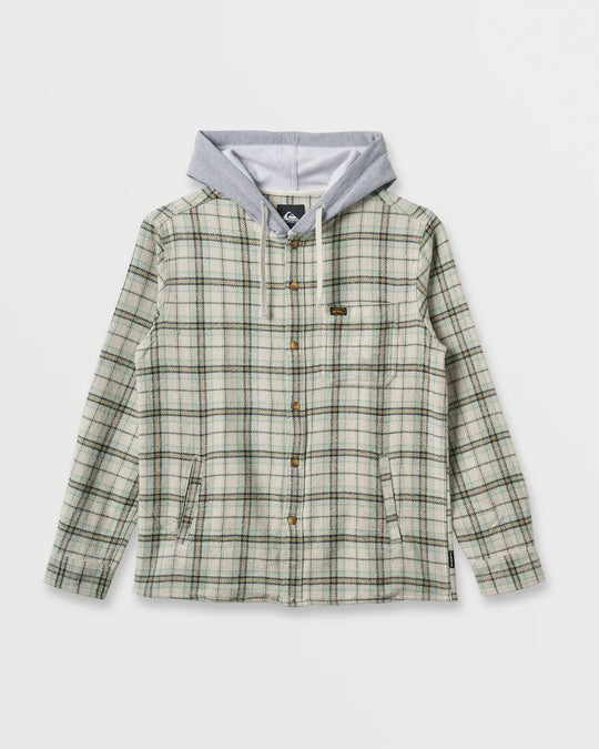 Quiksilver Sandbar Hooded Flannel L/S Shirt-Silver Birch