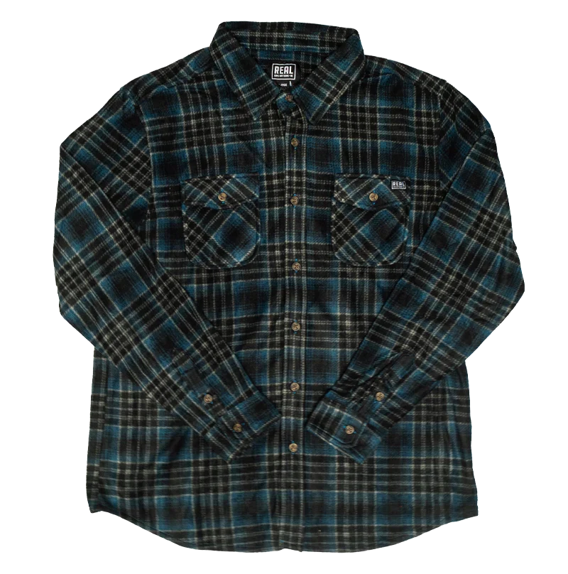 REAL Bruce Fleece Flannel L/S Shirt-Black
